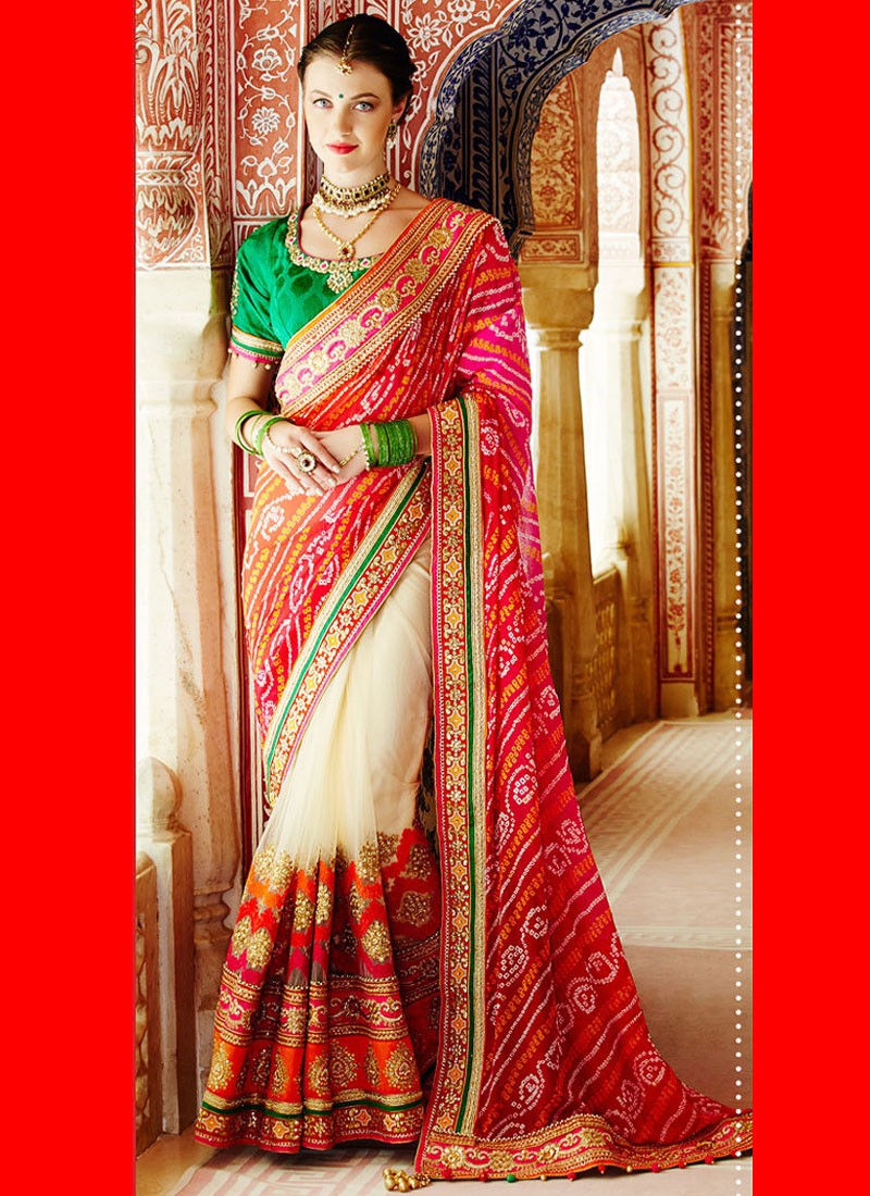 ROYAL RED OMBRE BANDHANI WEDDING SAREE