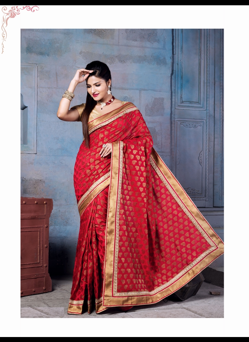 CLASSIC RED BANARASI ZARI PARTY WEAR SAREE