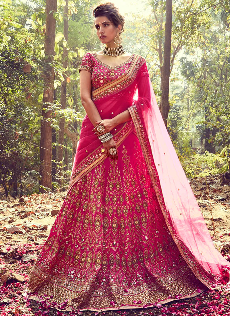 pink embroidered lehenga choli