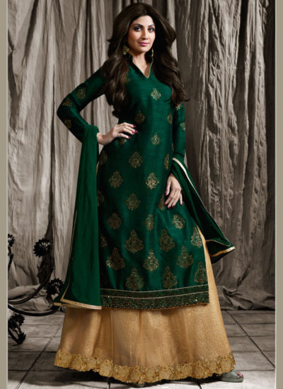 pink and light green combination lehenga