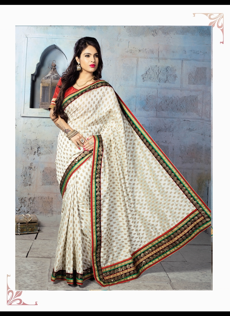 CLASSIC CREAM BANARASI ZARI DESIGNER SAREE