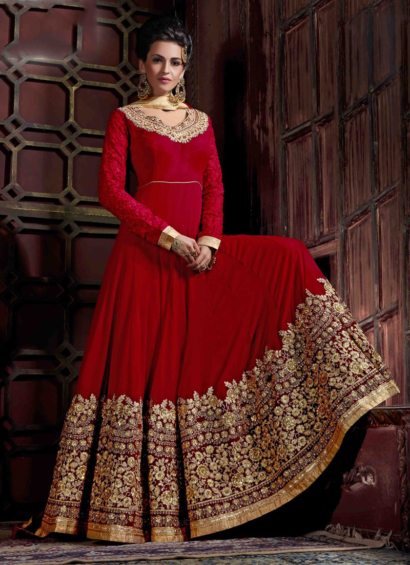 MESMERISING MAROON EMBROIDERED ANARKALI SUIT