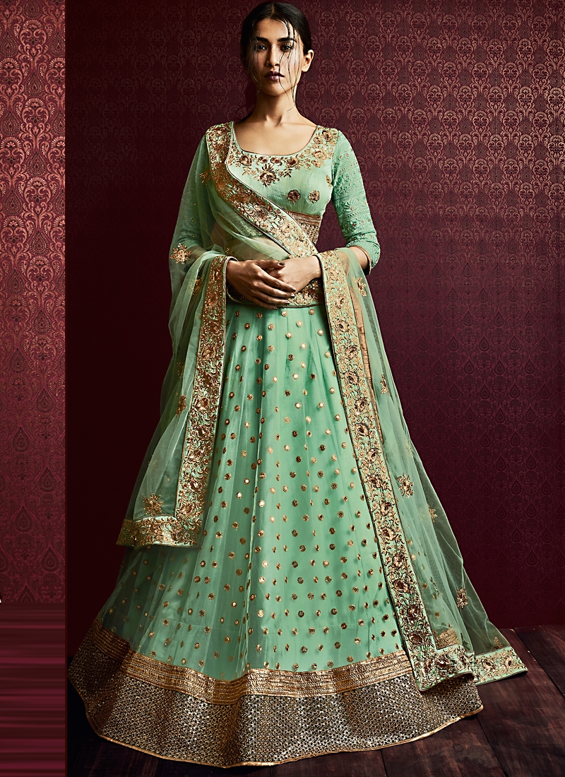 GRANDEUR GREEN EMBROIDERED LEHENGA CHOLI SET