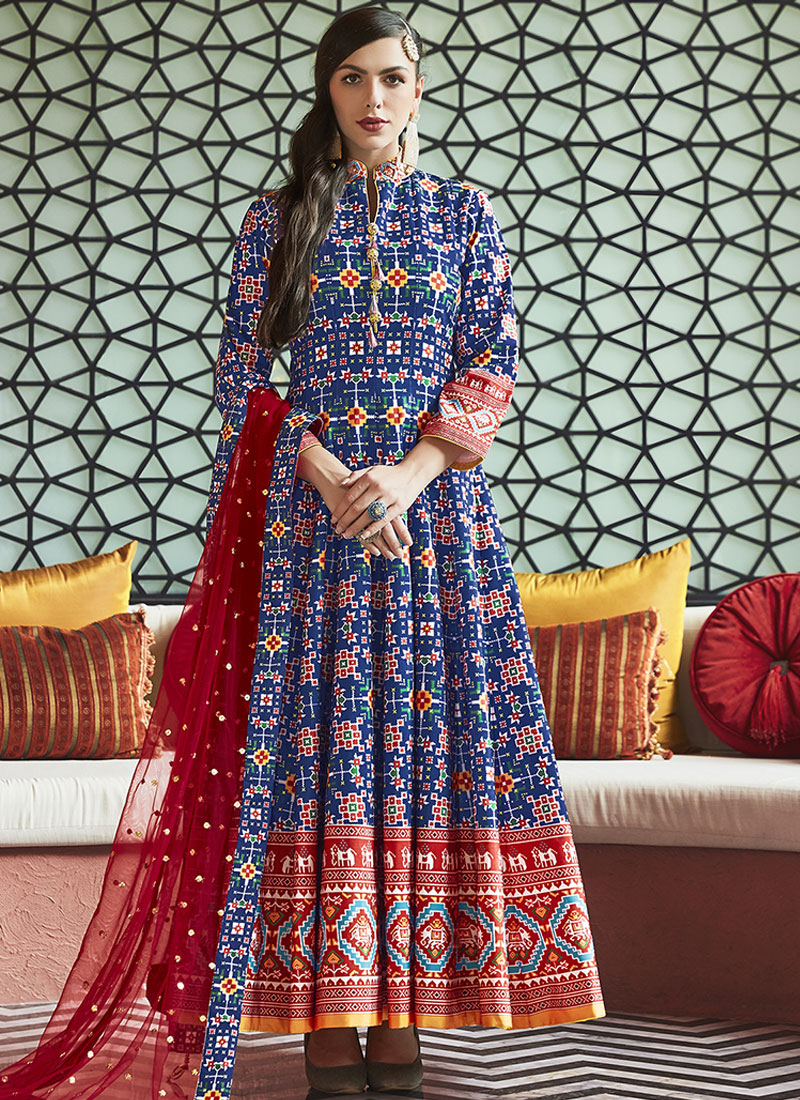 blue anarkali gown