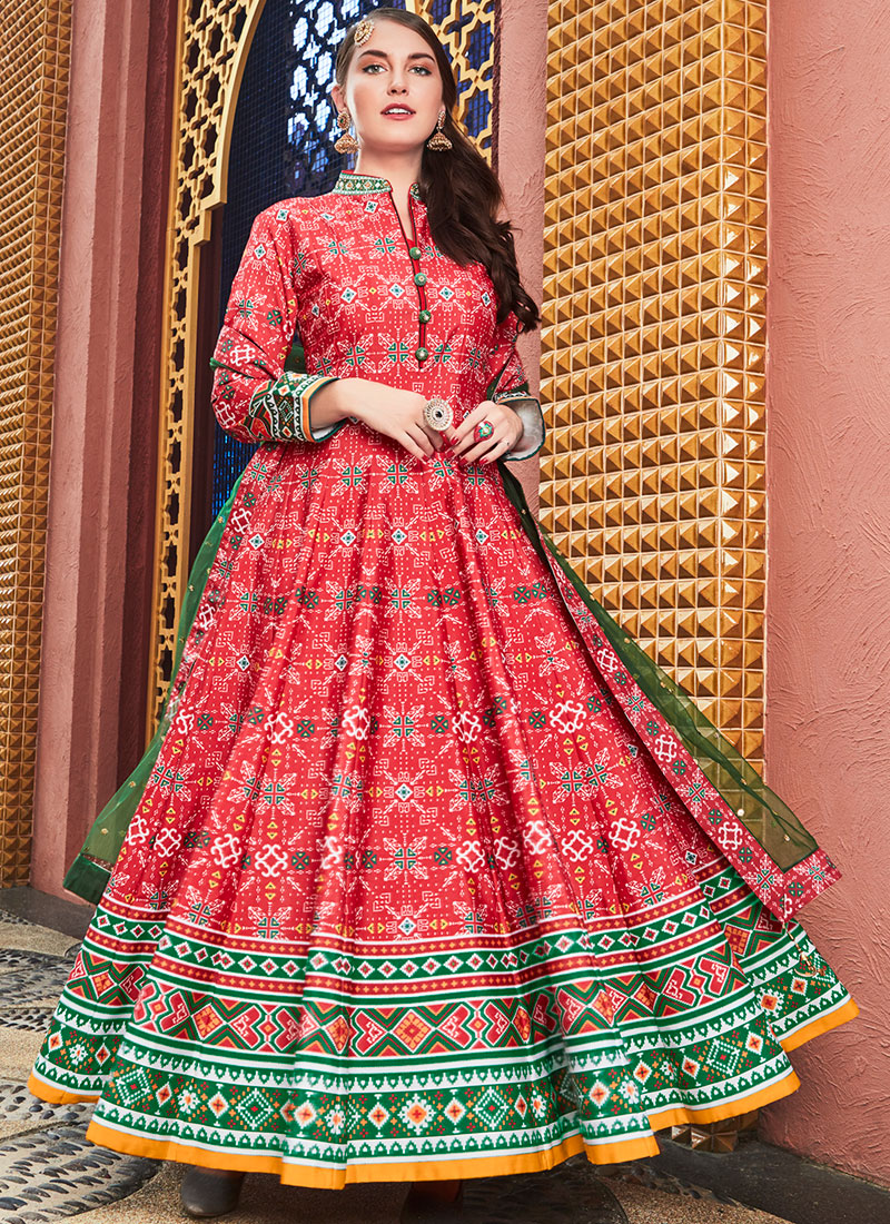 coral anarkali