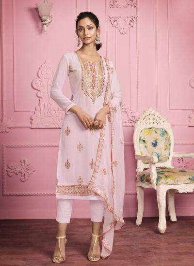 BLUSH PINK GEORGETTE EMBROIDERED STRAIGHT SUIT