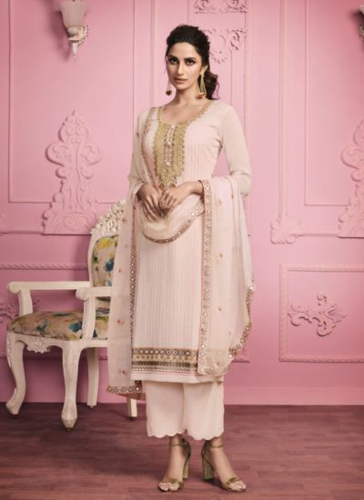 PALE PINK GEORGETTE EMBROIDERED STRAIGHT SUIT
